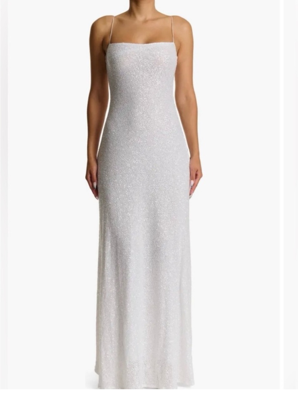 naked wardrobe White Sequin Strapless Slip Dress